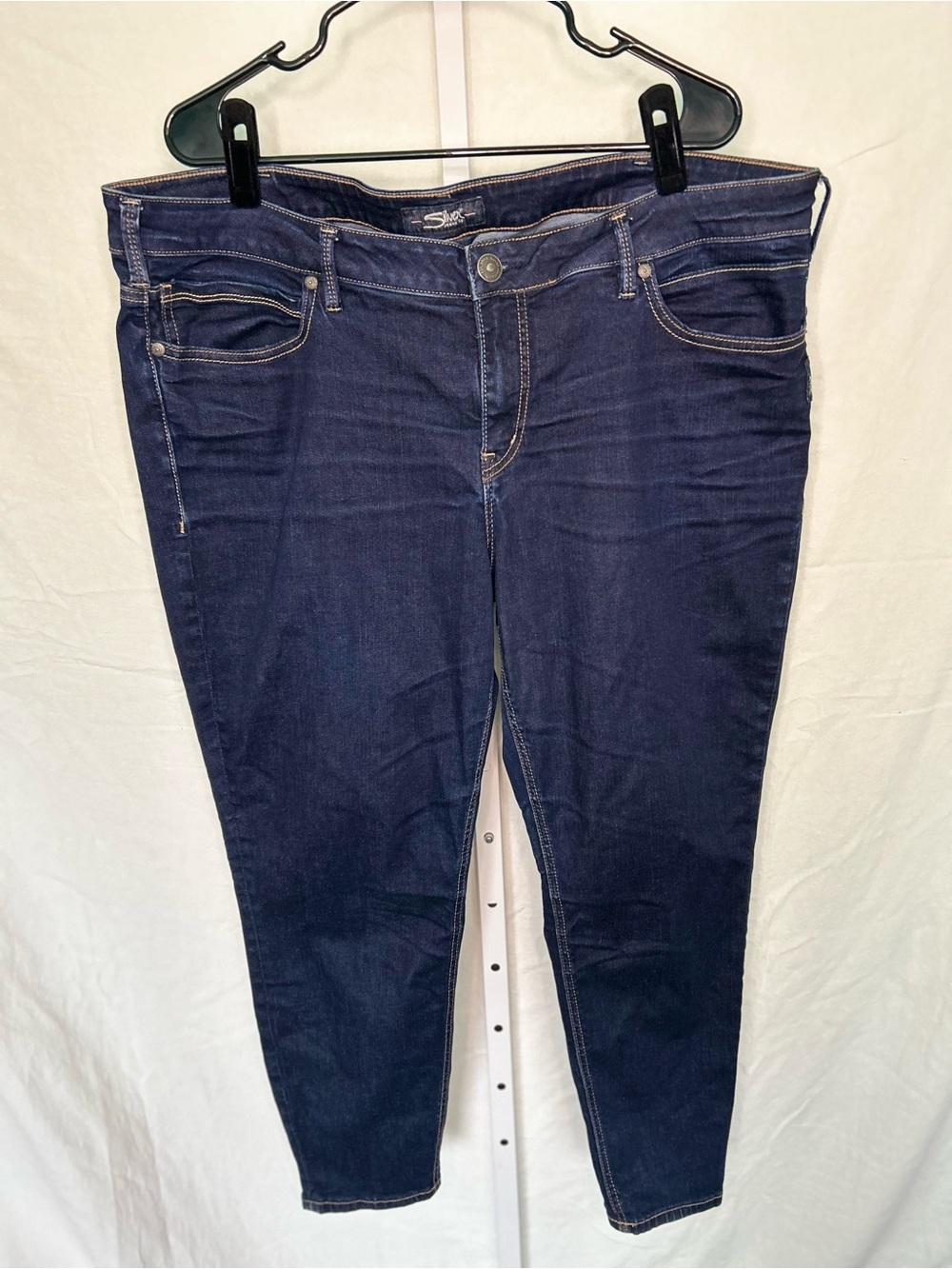 Silver Jeans Co Aiko Mid Rise Dark Wash Ankle Skinny Jeans Plus Size 22 W40 L27
